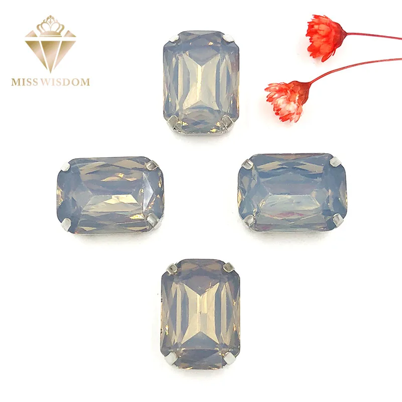 

NEW 10X14mm/13X18mm Matt Gray opal Rectangle shape sew on rhinestones flatback Resin loose rhinestones DIY garment Accessories