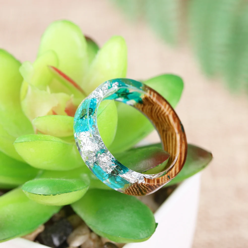 Новинка 2019 дизайнерское кольцо ручной работы из дерева и смолы внутреннее