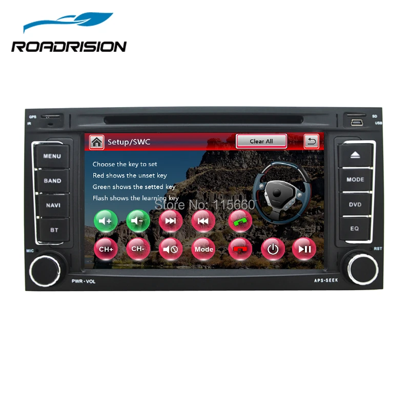 Автомобильный DVD плеер RoadRision 2din для Volkswagen VW Touareg T5 Multivan Transporter черный с Bluetooth GPS
