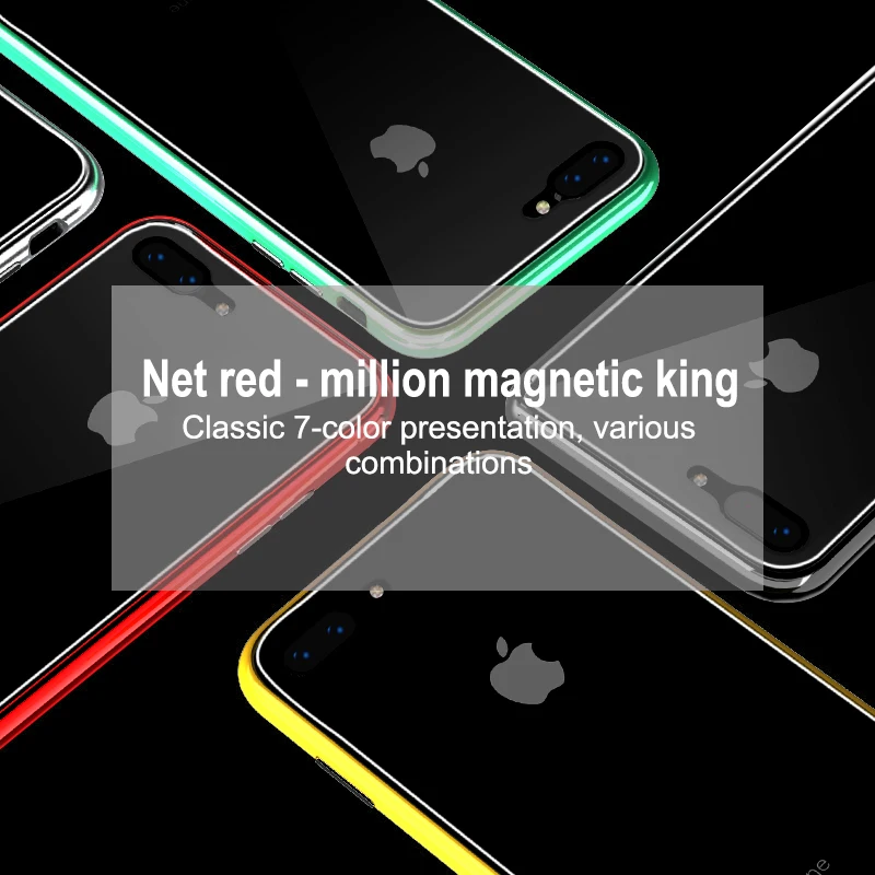 Магнитный чехол Magneto Magnetic Adsorption для iPhone X XS Max XR 7 8 Plus с закаленным стеклом 6S 6.