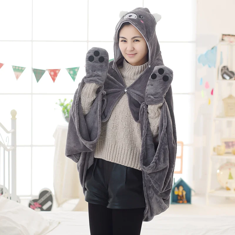 

170*90 cm Dog Plush Cloak Soft Cartoon Cape Anime Soft Hoodie Pajamas Animal Blanket Warm Cloak