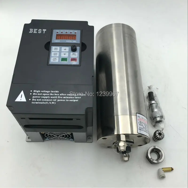 4KW ER25 380V мотор шпинделя + 5.5kw VFD инвертор кронштейн водяной насос/труба CNC
