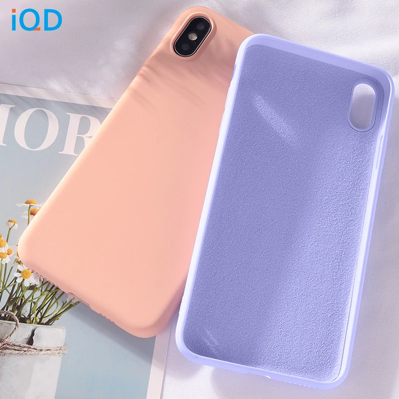 Чехол IQD для iphone Xr X Xs Max мягкий жидкий силиконовый чехол из микрофибры тканевая