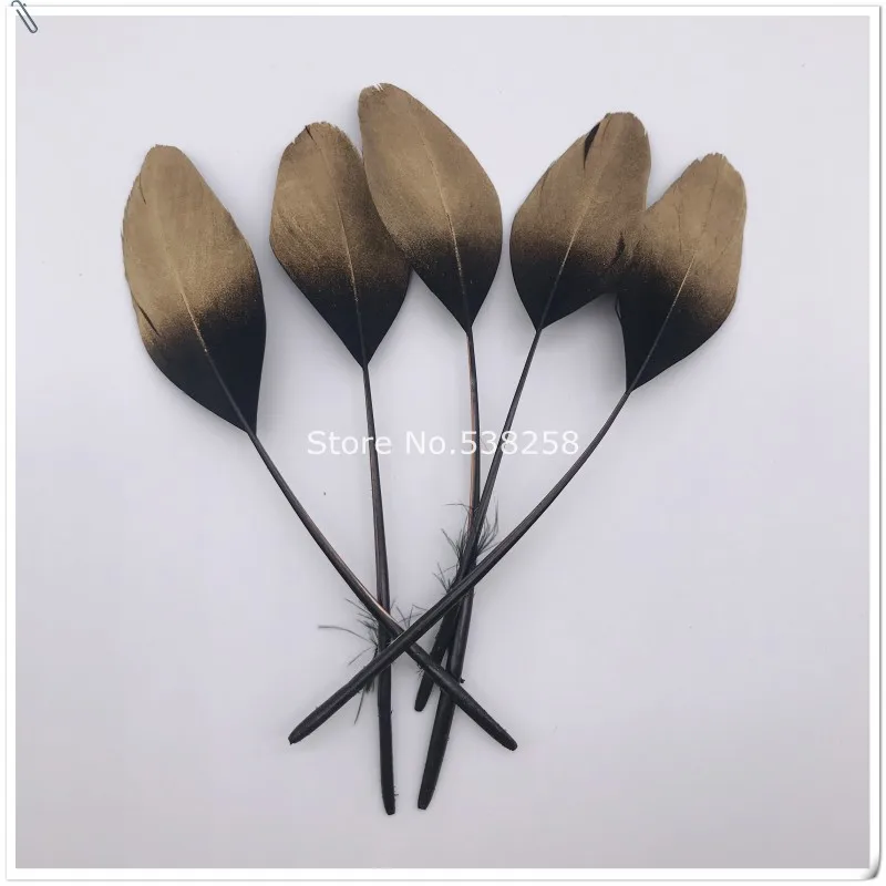 Новое поступление серьги с золотым нарисованным гусиным пером длиной 4-8 см