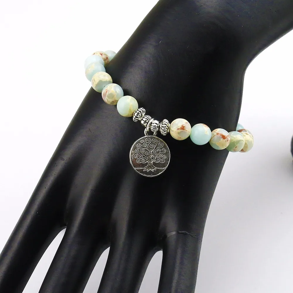 Новый дизайн высококачественных ювелирных изделий для йоги 8 мм синее море