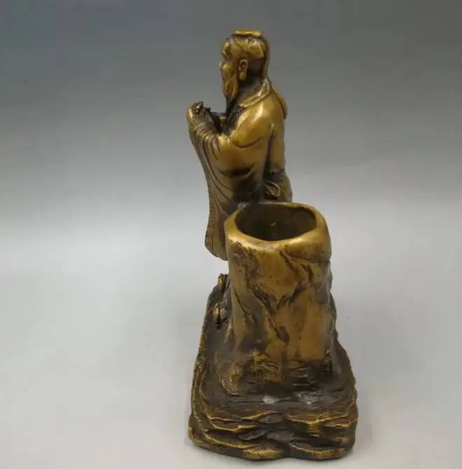 

Collection archaize brass crafts Confucius statue pen pot