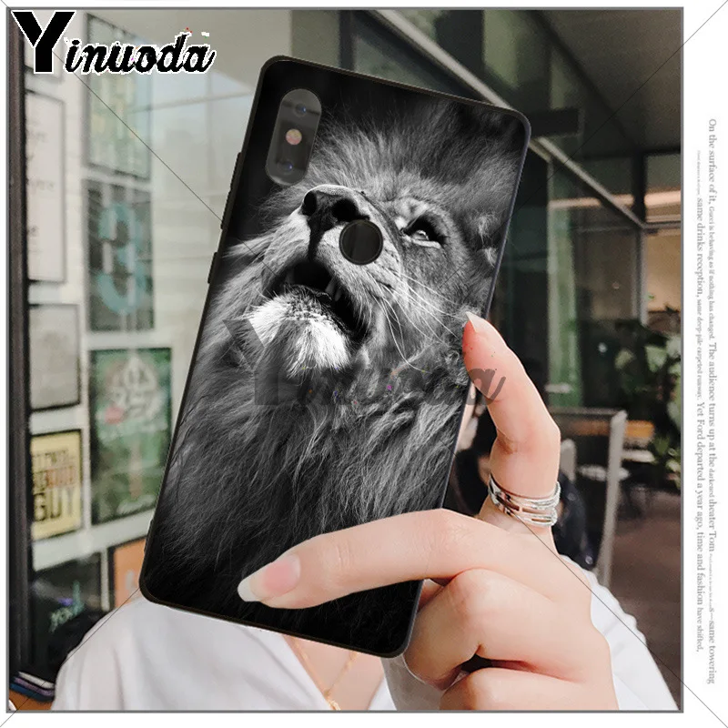 Мягкий резиновый черный чехол для телефона Yinuoda Animals The lion xiaomi mi 6 8 se note2 3 mix2 redmi 5 5plus