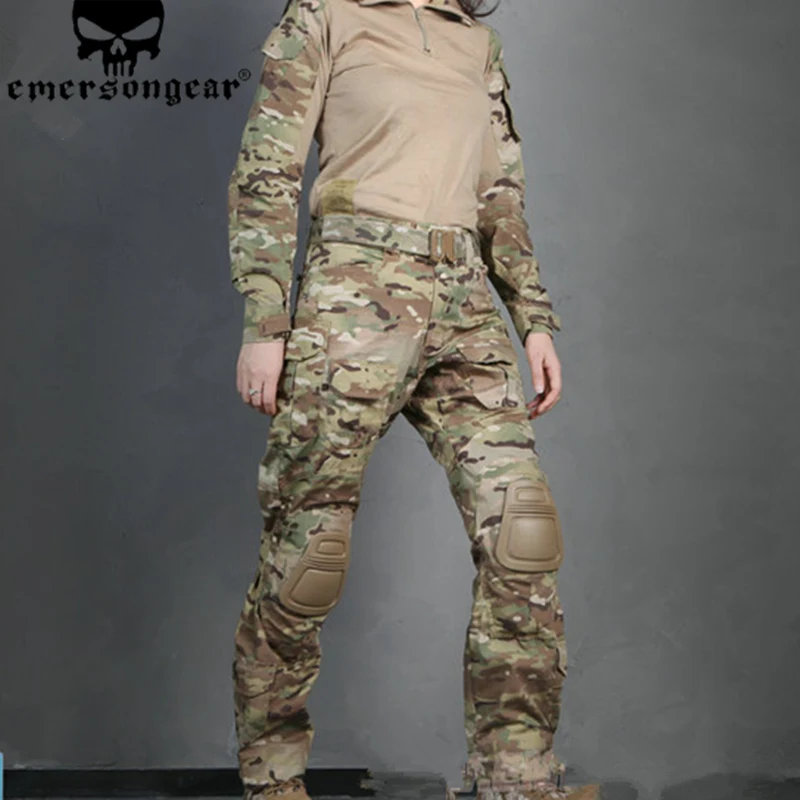 Женская камуфляжная тактическая Униформа EmersonGear длинные брюки и рубашка до