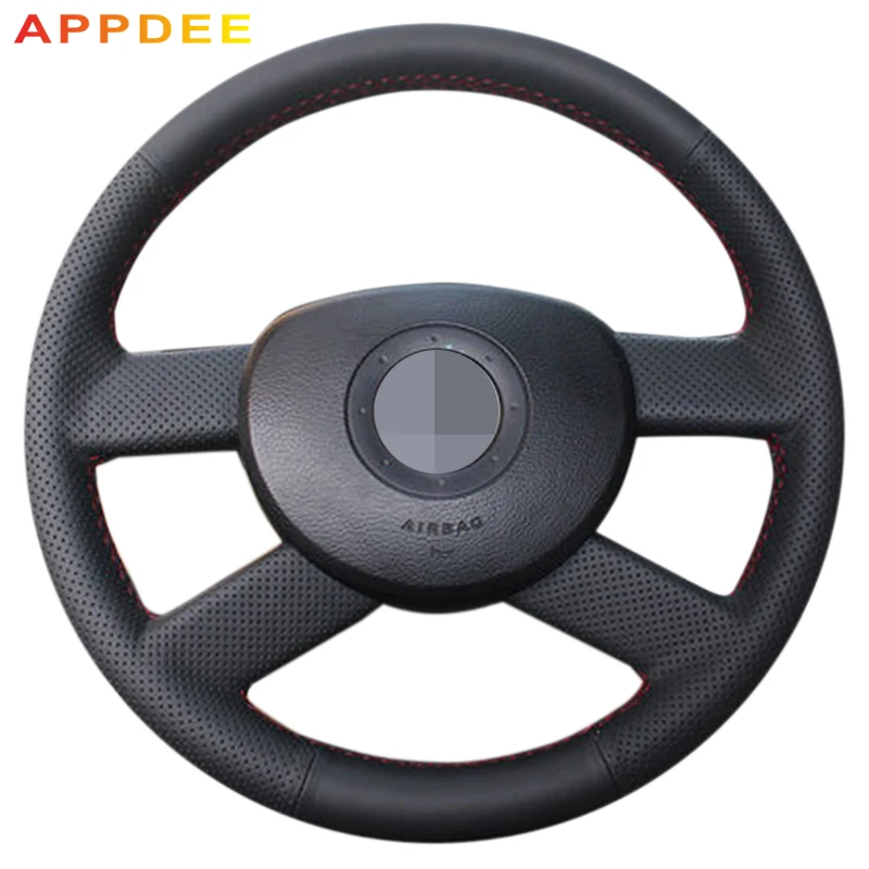 AppDee черная искусственная кожа Чехол рулевого колеса автомобиля для Volkswagen VW Polo 2003