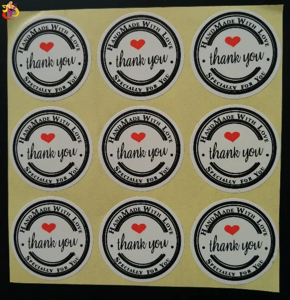 

Thank you Red hearts Adhesive packaging Sealing stickers Gift Bag box bottle label White Material Sticker 100pcs/lot Round 30mm