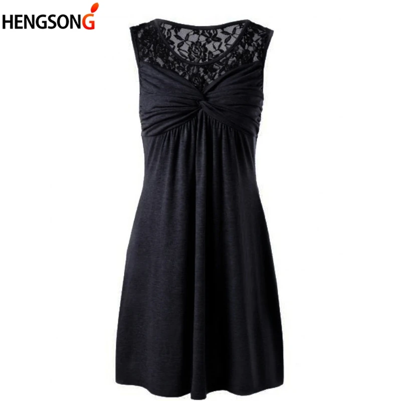 HENGSONG летнее Новое Кружевное Плиссированное сексуальное платье без рукавов