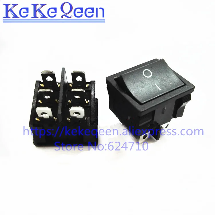 10 шт./лот черный кнопочный переключатель 21*24 мм 21x24 мм 21*24 6A250V/10A125V KCD5 медный 6Pin 2 позиционный переключатель вкл/выкл