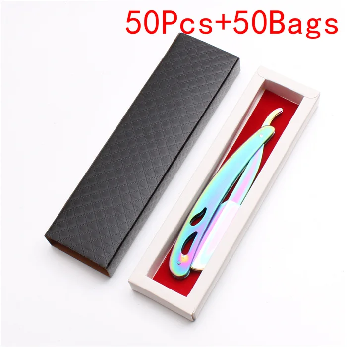 C6102 Cai 50Y3 50 шт. 14x2 см индивидуальный логотип Мужская прямая Опасная бритва стальная бритва складной нож для бритья инструмент для удаления волос лезвие C6102 - Цвет: C6102 Cai 50Y3