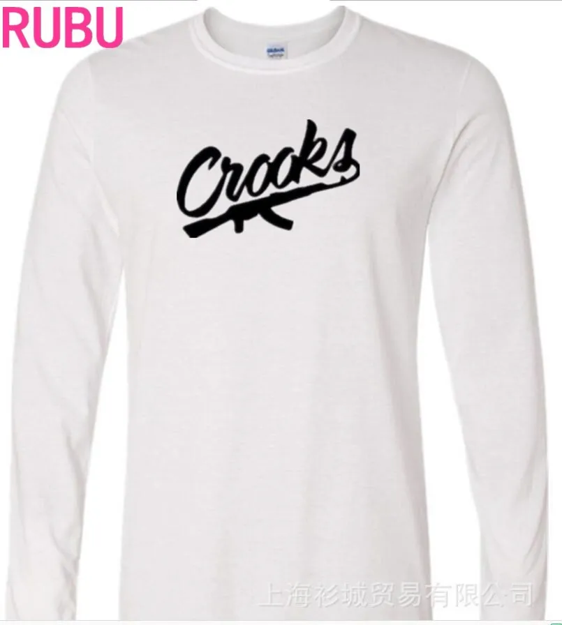 2017 Crooks &amp Castles с длинным рукавом Футболка рукавами и круглым воротником