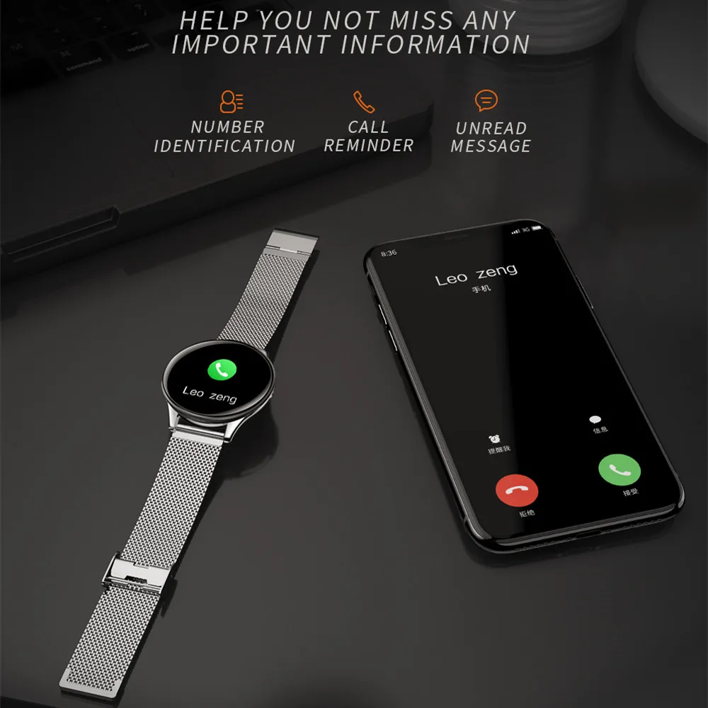 Смарт-часы DISOUR водонепроницаемые с цветным экраном тонкие на Android IOS для мужчин и