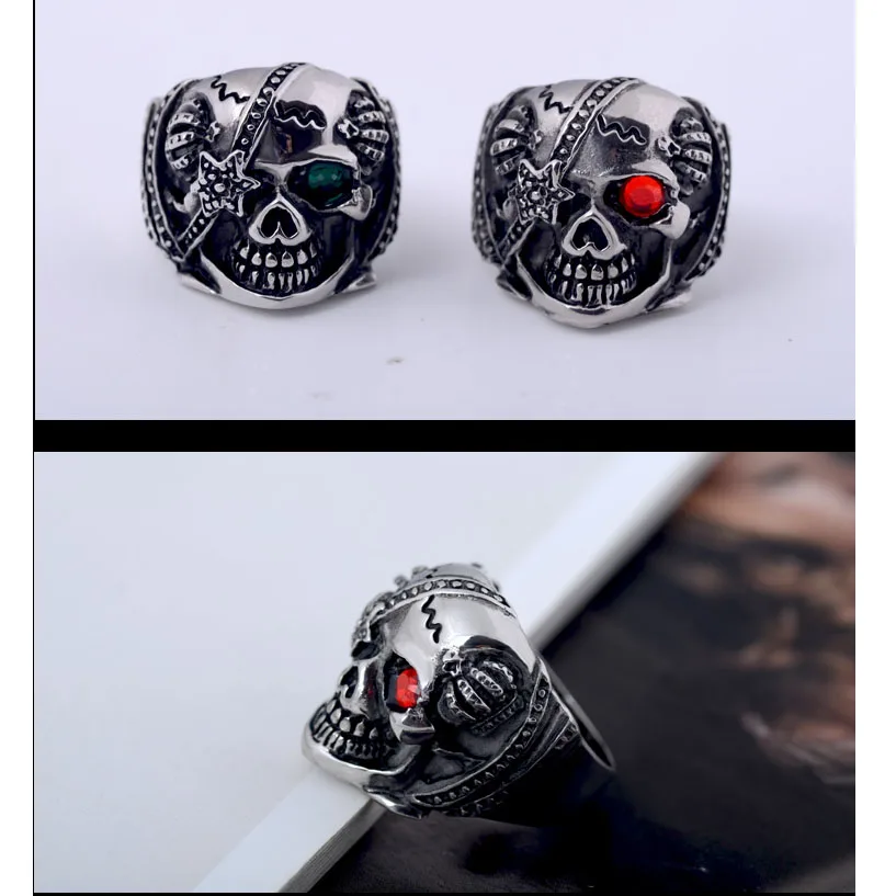 Мужские ювелирные кольца с черепом для мужчин байкерские серебристые черные