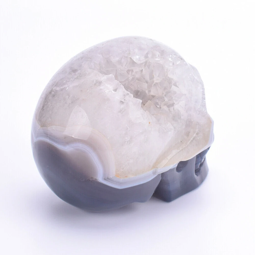 DS натуральный агат геодовый кластер Череп ручная резка кварцевый кристалл