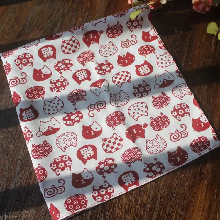 Японский стиль большой носовой платок furoshiki хлопок /кошка печатных/много использования