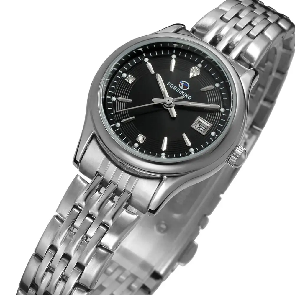 

Forsining Women Skeleton Auto Date Quartz Watch Full Stainless Steel Women's Wrist Watches Gifts zegarek damski relogio feminino