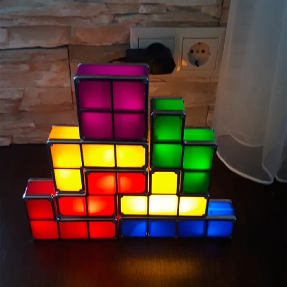 Челнока обновления DIY тетрис ночной Светильник красочный Штабелируемый Танграм