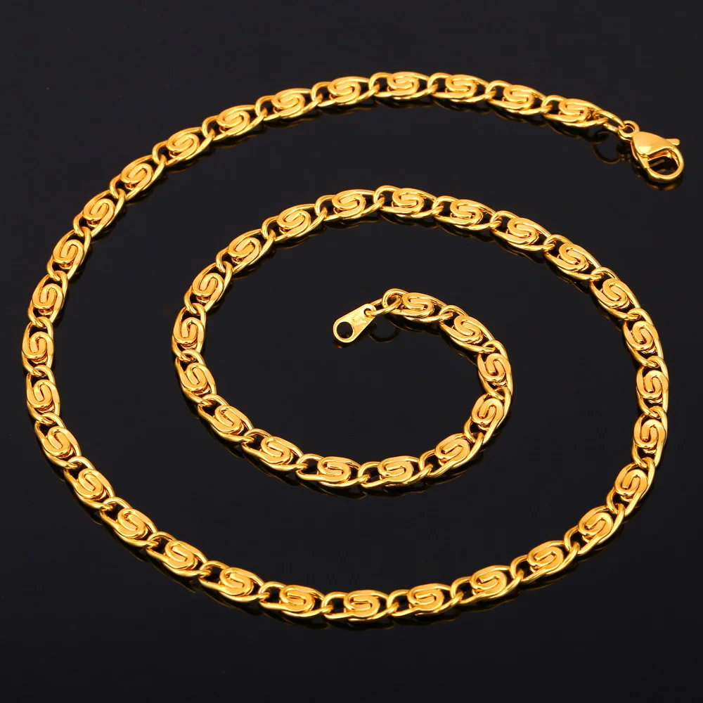 Ожерелье Улитка для мужчин желтого золота цвет цепи ожерелье 316L нержавеющая