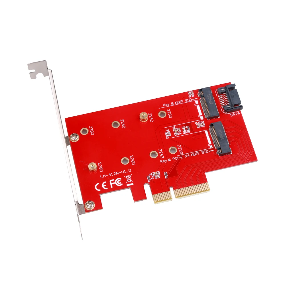 PCIe к M.2 NVMe SSD NGFF Riser Card M Key B SATA порт адаптер расширения NVME расширенный двойной
