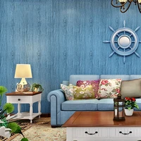 vintage imitation wood wallpaper roll 3d blue stripe non woven restaurant clothing shop mediterranean wall papers for walls 3 d
