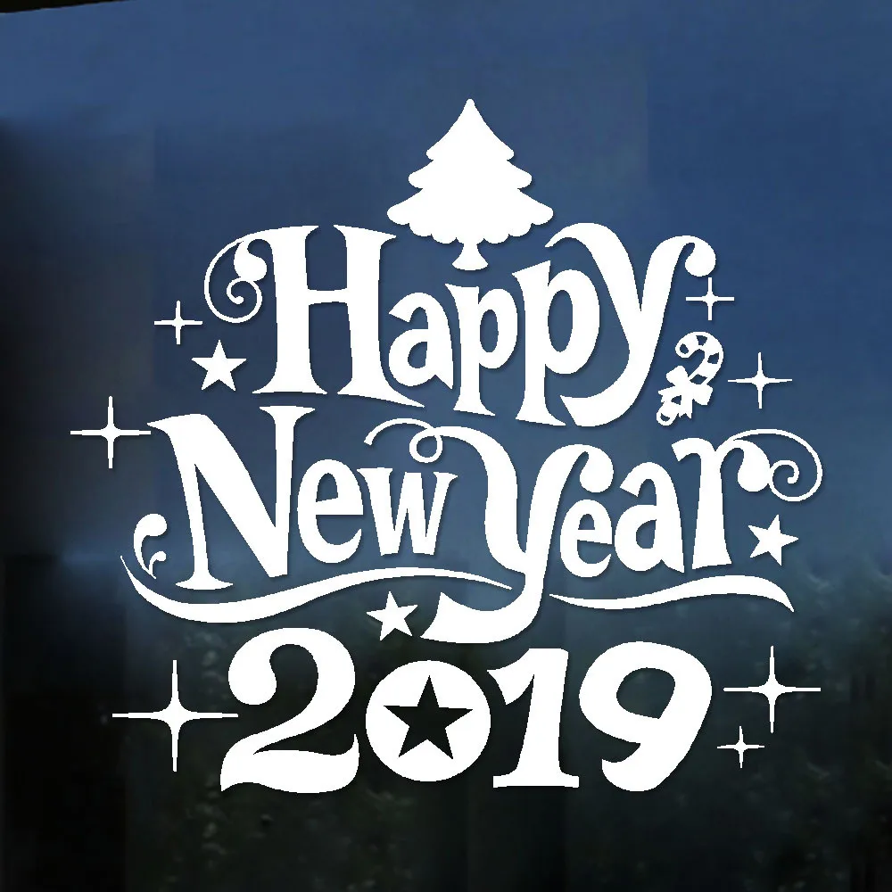 Наклейки на стену с Новым годом 2019 веселые рождественские наклейки для дома