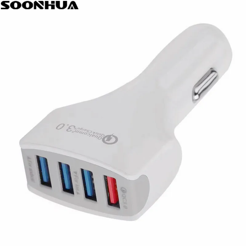 Автомобильное зарядное устройство SOONHUA QC3.0 с 4 USB портами для Samsung Galaxy S7 Edge iPhone