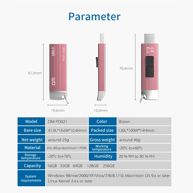 DM PD021 256 ГБ USB флеш накопитель 128 Гб металл 64 Флешка 3 0 карта памяти 32 реальная