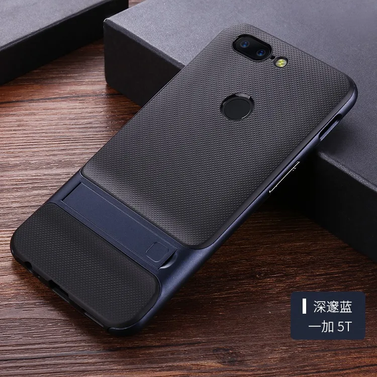 Plaid Navy Для Oneplus 5 лет случае 360 Защитный с выдвижной ножкой PC+ TPU ударопрочность держатель чехол для Oneplus 5 T чехол для телефона Coque для Oneplus 3t - Цвет: Plaid Navy