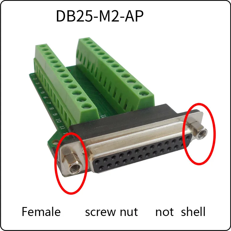 DB25 plug пайки Разъем 25 pin параллельный порт DR25 терминал доска - Цвет: Female screw nut