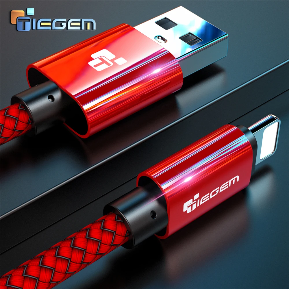 USB кабель TIEGEM для iPhone Xs Max X XR 2A быстрой зарядки 8 7 6 Plus 5 5s SE передачи данных