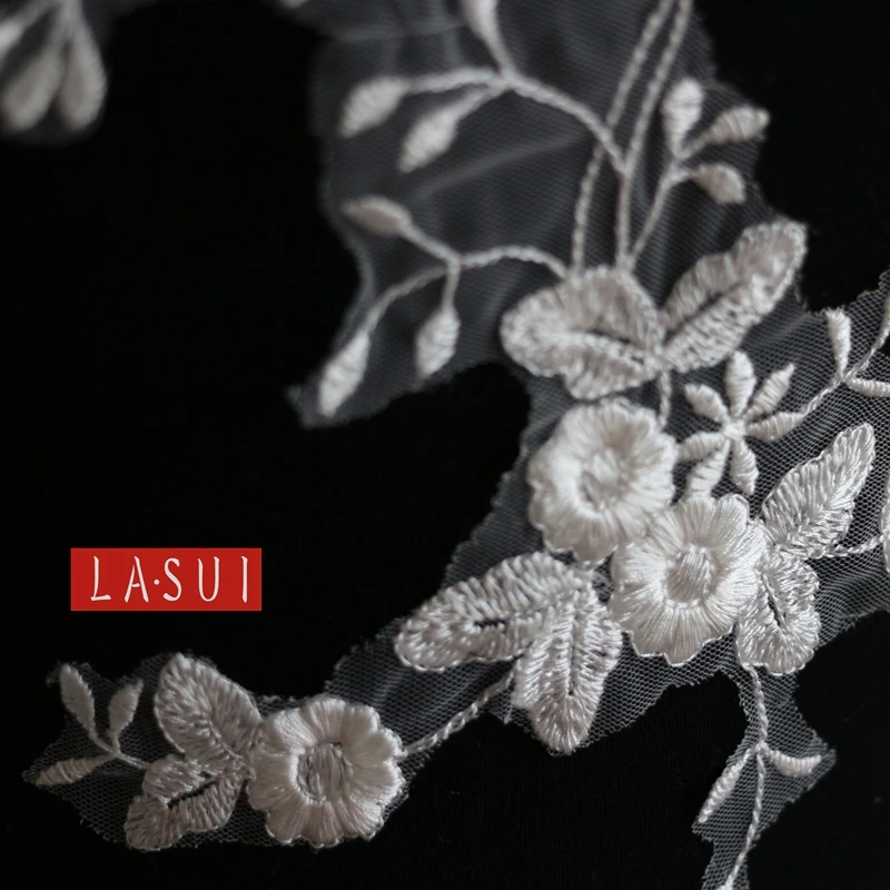 LASUI off white 5 шт. = 1 лот искусственный шелк вышитые кружевные цветы кружевная ручная
