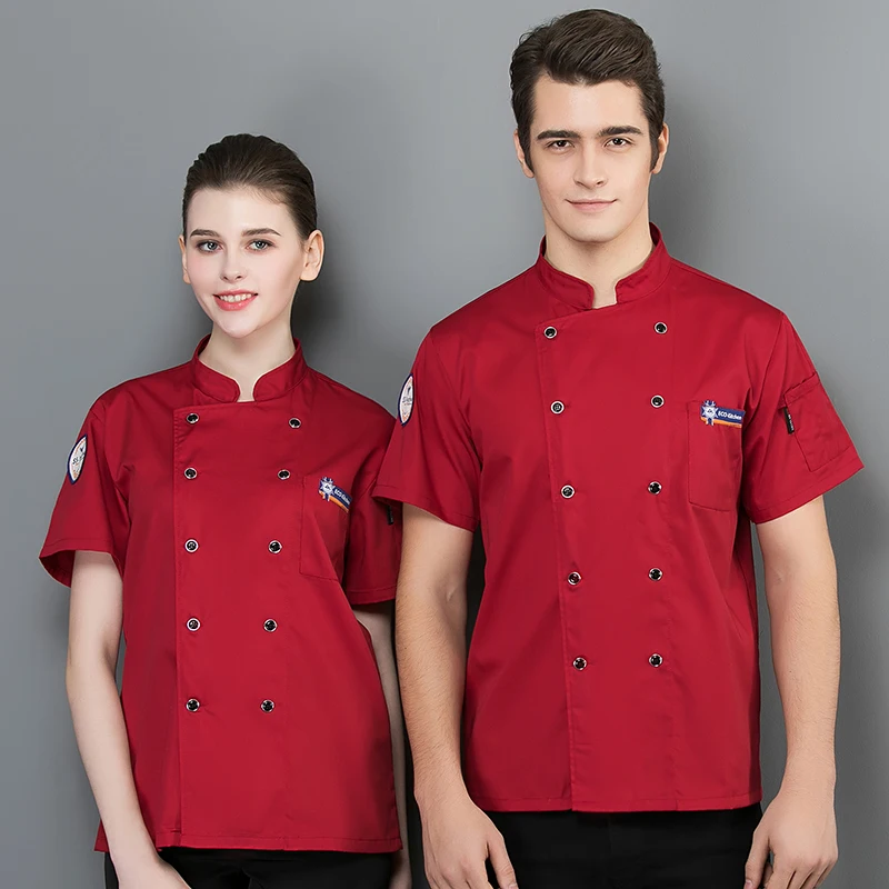 Высококачественная Мужская и Женская куртка шеф повара с коротким рукавом для