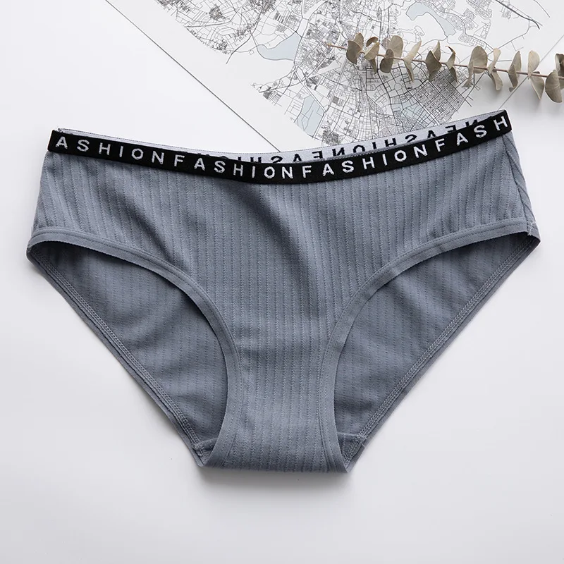 Gray Blue Женские трусы, новинка, удобные женские трусы, классическое Мягкое хлопковое однотонное дышащее нижнее белье для девушек, высокое качество - Цвет: Gray Blue