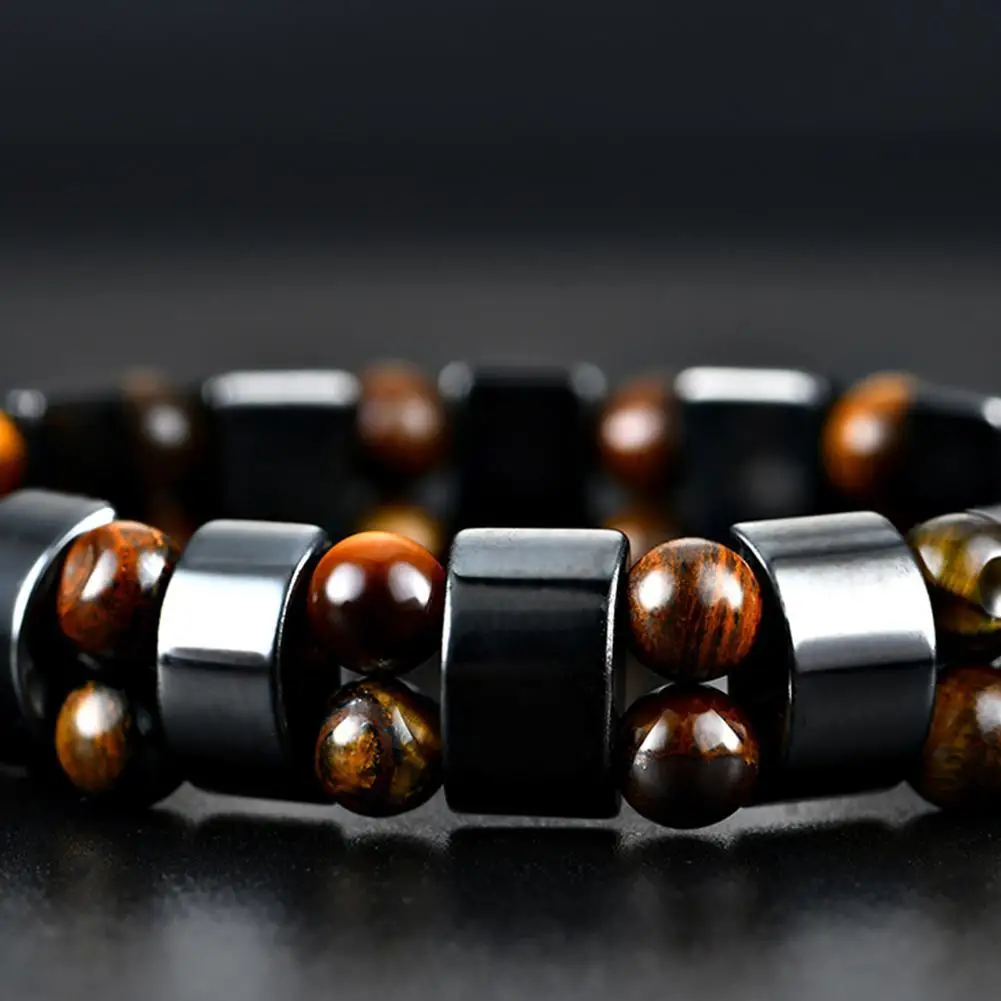 Vintage Bracelets For Men Women 2018 Magnetic Therapy Hematite Braceletfor Tiger Eye Bracelet As Birthday Gifts Orange black | Украшения и