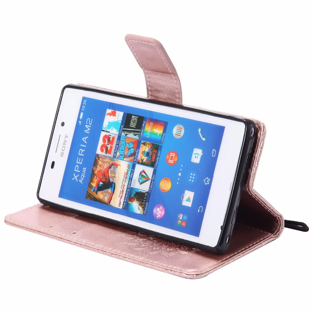 Чехол для Sony eXperia Xperia M2 S50H D2302 D2303 D2305 D2306 чехол funda с подставкой и держателем карт |