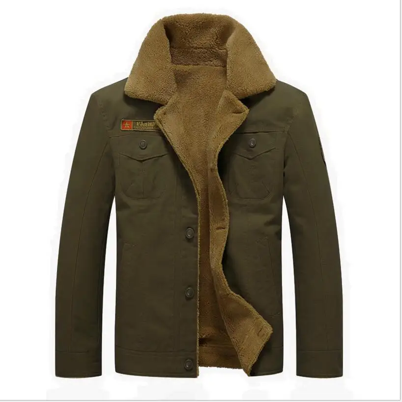 

Thicken Fleece Winter Jackets Men's Coats 5XL Cotton Fur Collar Mens Jackets Military Casual Male Outerwear Winter Bomber Jacket