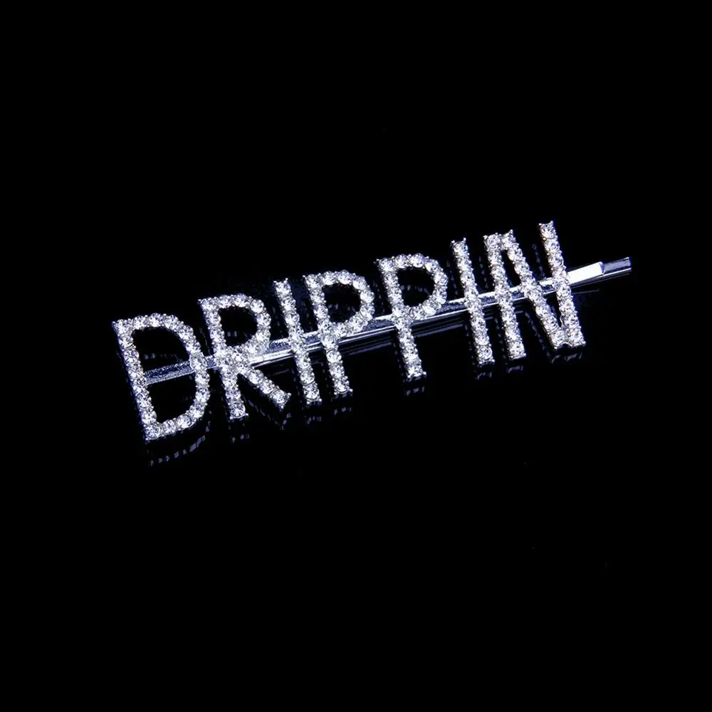 DRIPPIN StoneFans новейшие Стразы буквы заколка для волос Уникальный знак босс заколка для женщин Кристалл заколка для волос письмо аксессуар украшения для волос - Окраска металла: DRIPPIN