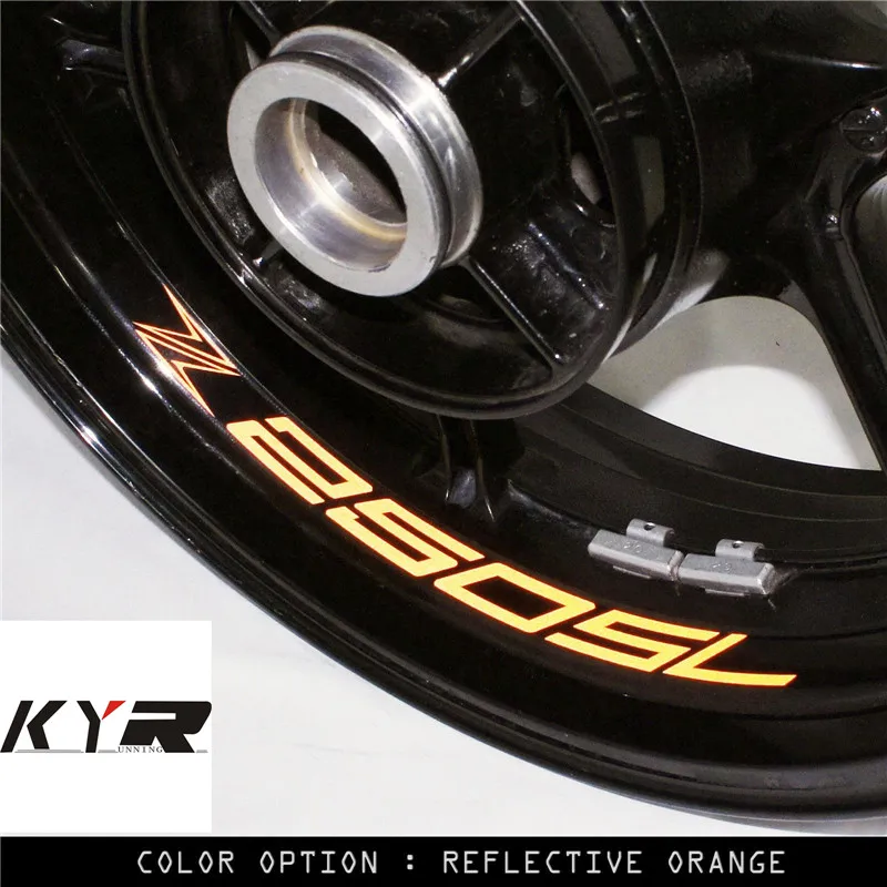 

KYRUNNING 8 X CUSTOM INNER RIM DECALS WHEEL Reflective STICKERS STRIPES FIT KAWASAKI Z 250SL Z250SL