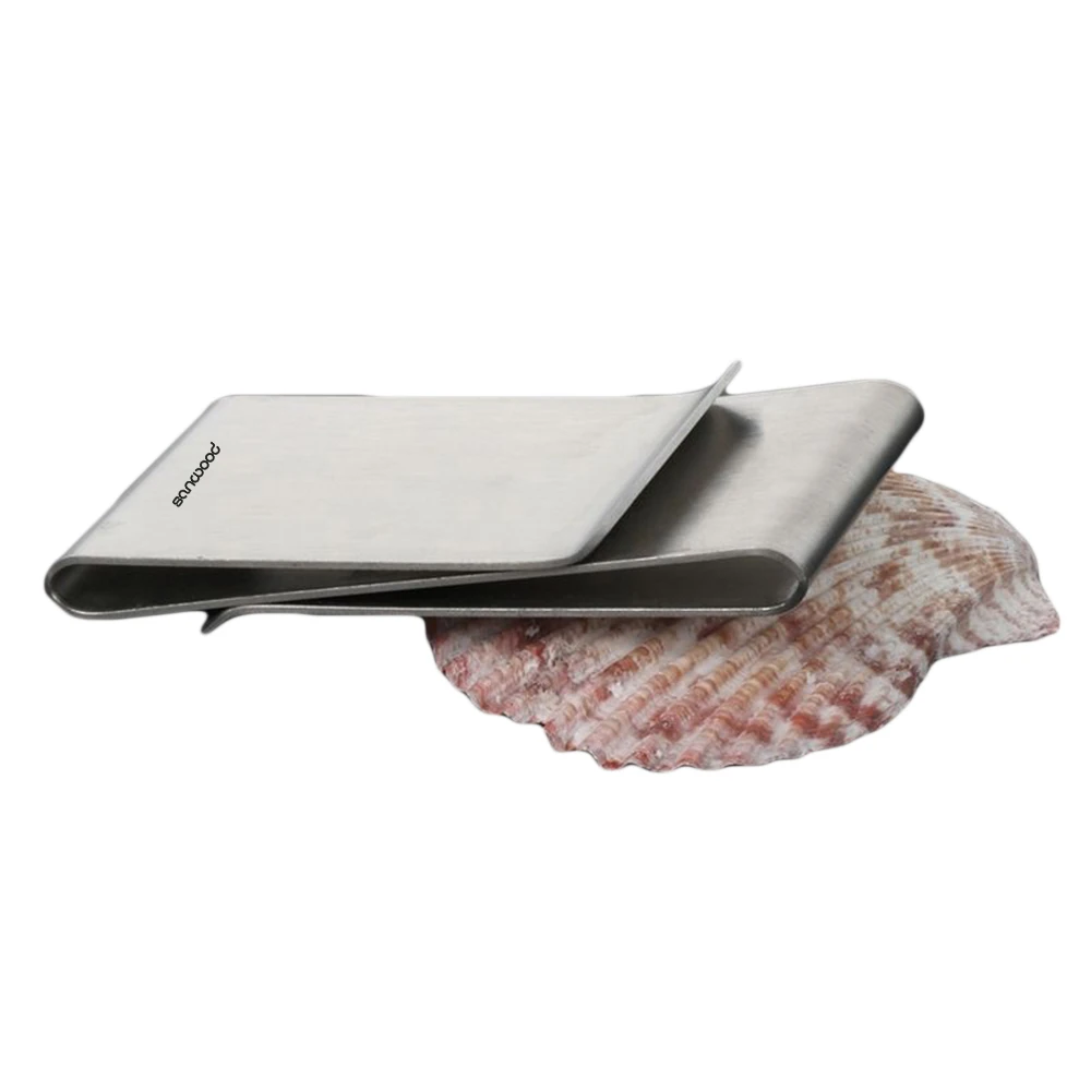 Тонкий кошелек из нержавеющей стали серебристого цвета с зажимом для денег