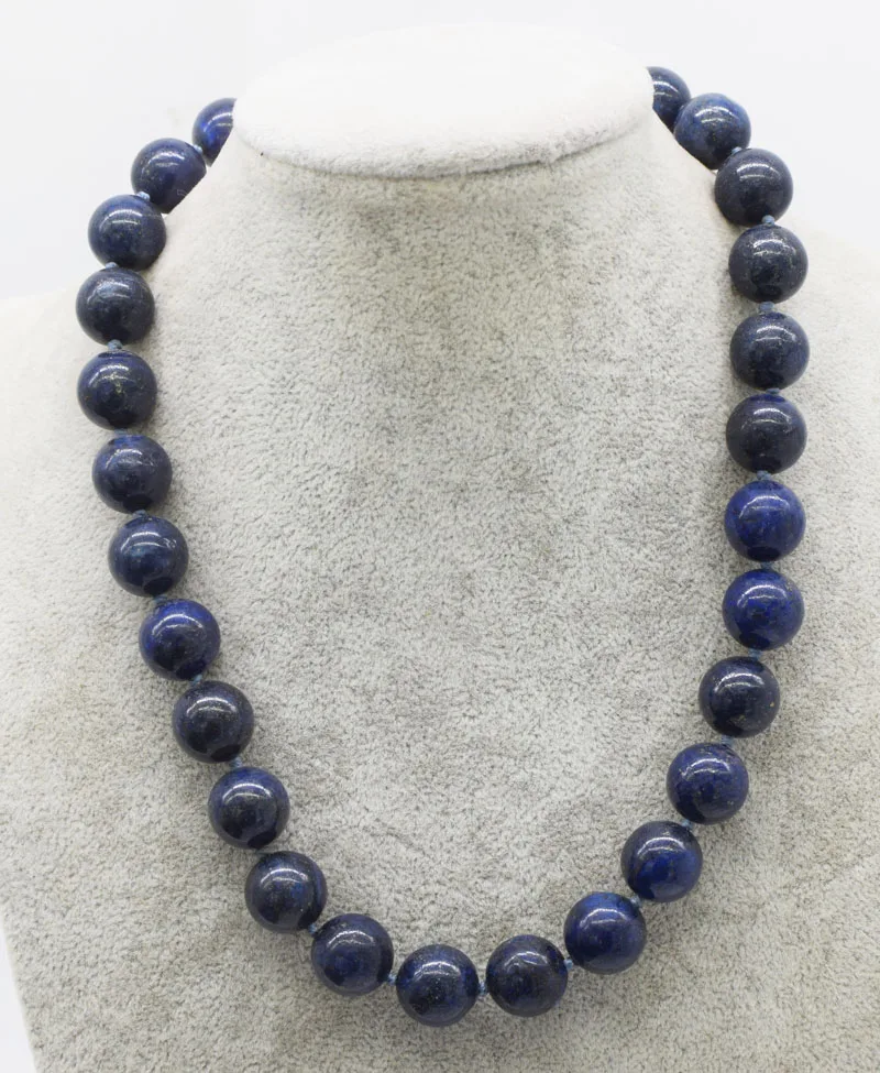 

blue lapis lazuli round 14mm necklace 18inch FPPJ wholesale beads nature FPPJ