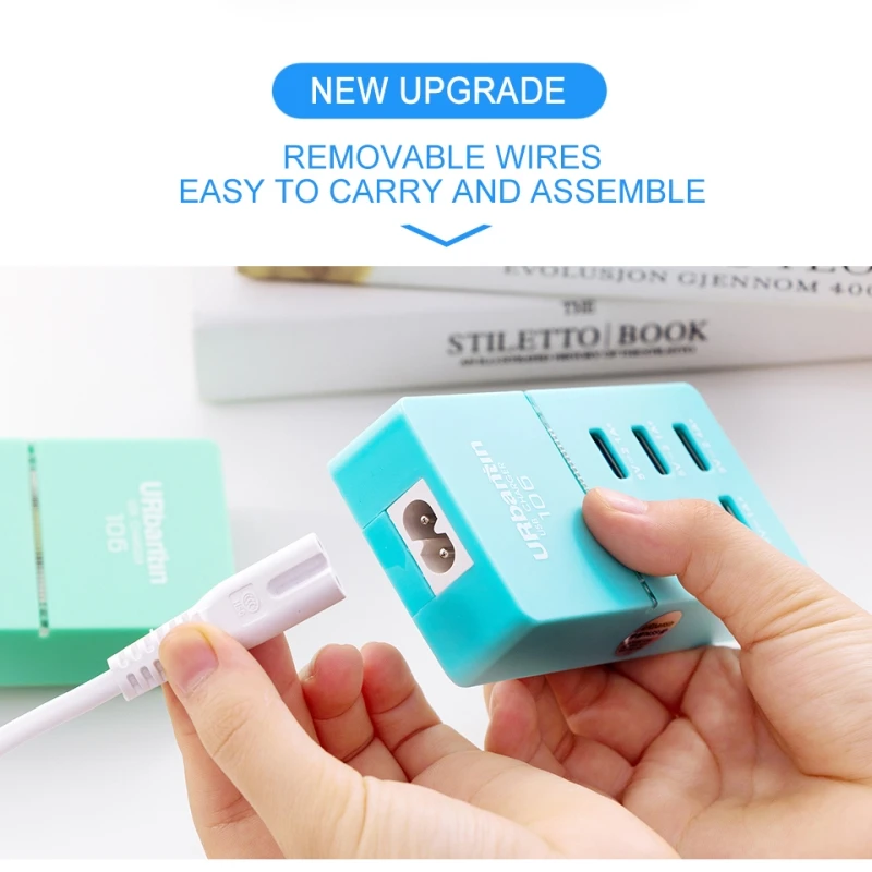 Musubo 6 USB мобильный телефон зарядные устройства для iPhone X Plus 5 5S SE 7 8 US UK EU AU быстрое