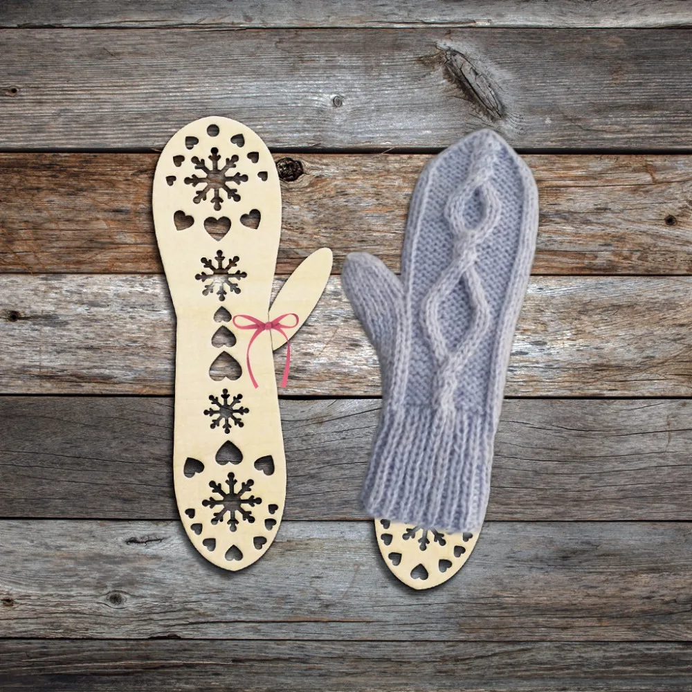 2 шт. деревянные блоки со снежинками митенки формы ручной вязки Рождественский