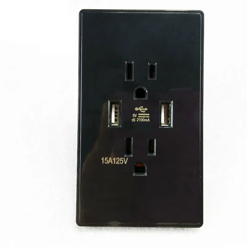 Настенная розетка с двумя USB портами 15 А|Удлинители электрические| |