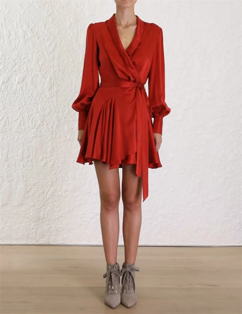 AEL летние женские атласные платья, сексуальная модная женская одежда, Vestido Curto - Цвет: red