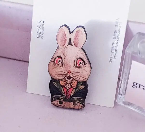 Винтажный деревянный значок в виде кролика аксессуары для ювелирных изделий