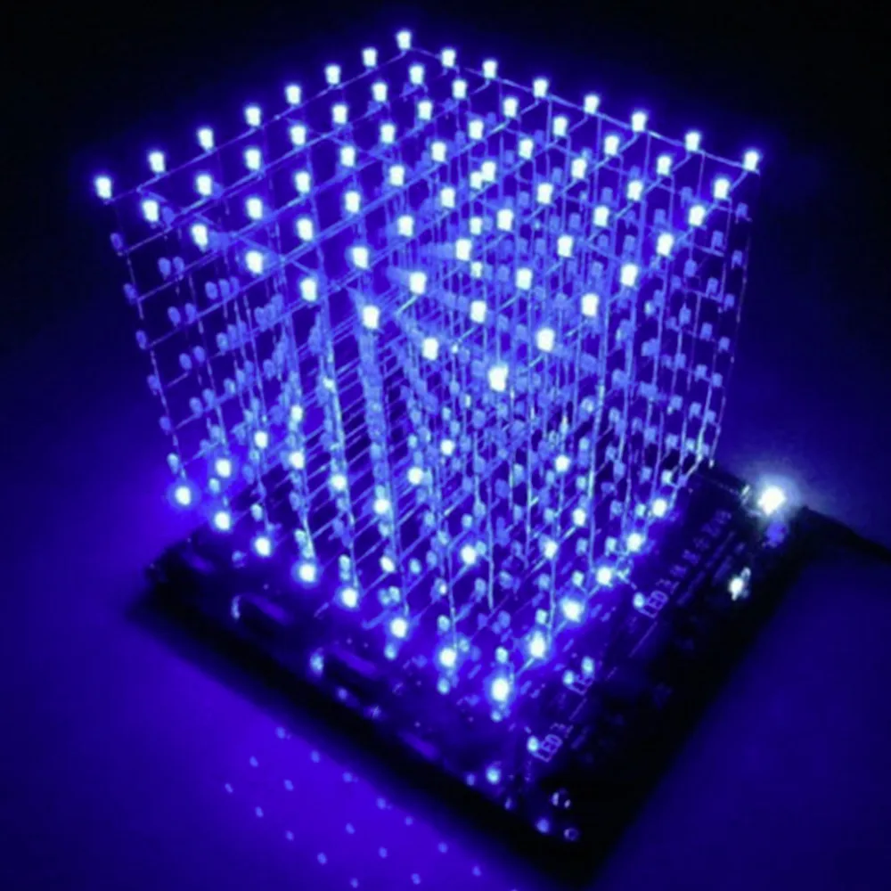 1 шт. 3D Squared DIY Kit 8x8x8 3 мм светодиодный Cube Белый синий/красный свет печатной платы