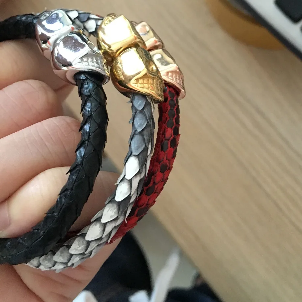 

Trendy Fashion Python Snakeskin Skull Charm Bracelet & Bangle Stainless Steel Bracelet For Women Fashion Fine Jewelry